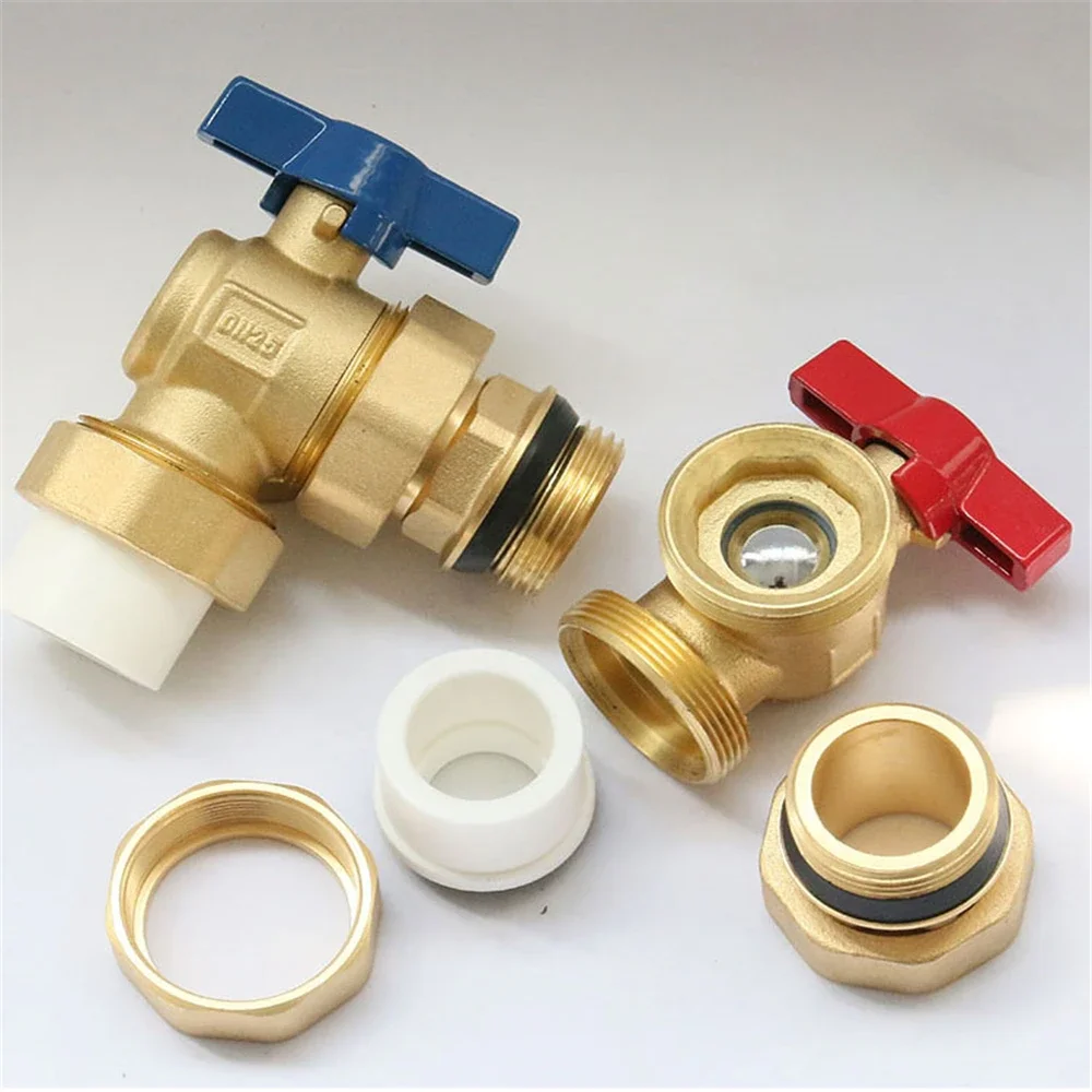 1pcs for Floor Heating Valve Full Copper Angle Ball Valve Electroplating Outer Wire Ball PPR25mm Can Be Equipped