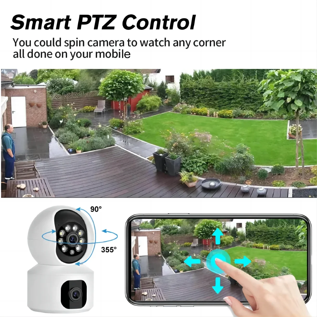 8MP WiFi IP Camera Dual Lens Baby Monitor Color Night Vision PTZ Human Automatic Tracking Video Smart Home Surveillance Cameras 3