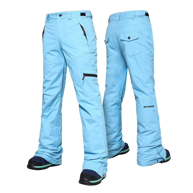 Searipe Insulated Snow Pants For Women Outdoor Ski Pants Waterproof Hiking Insulated Thickened Snowboard Zipper Bottom Leg ski pants