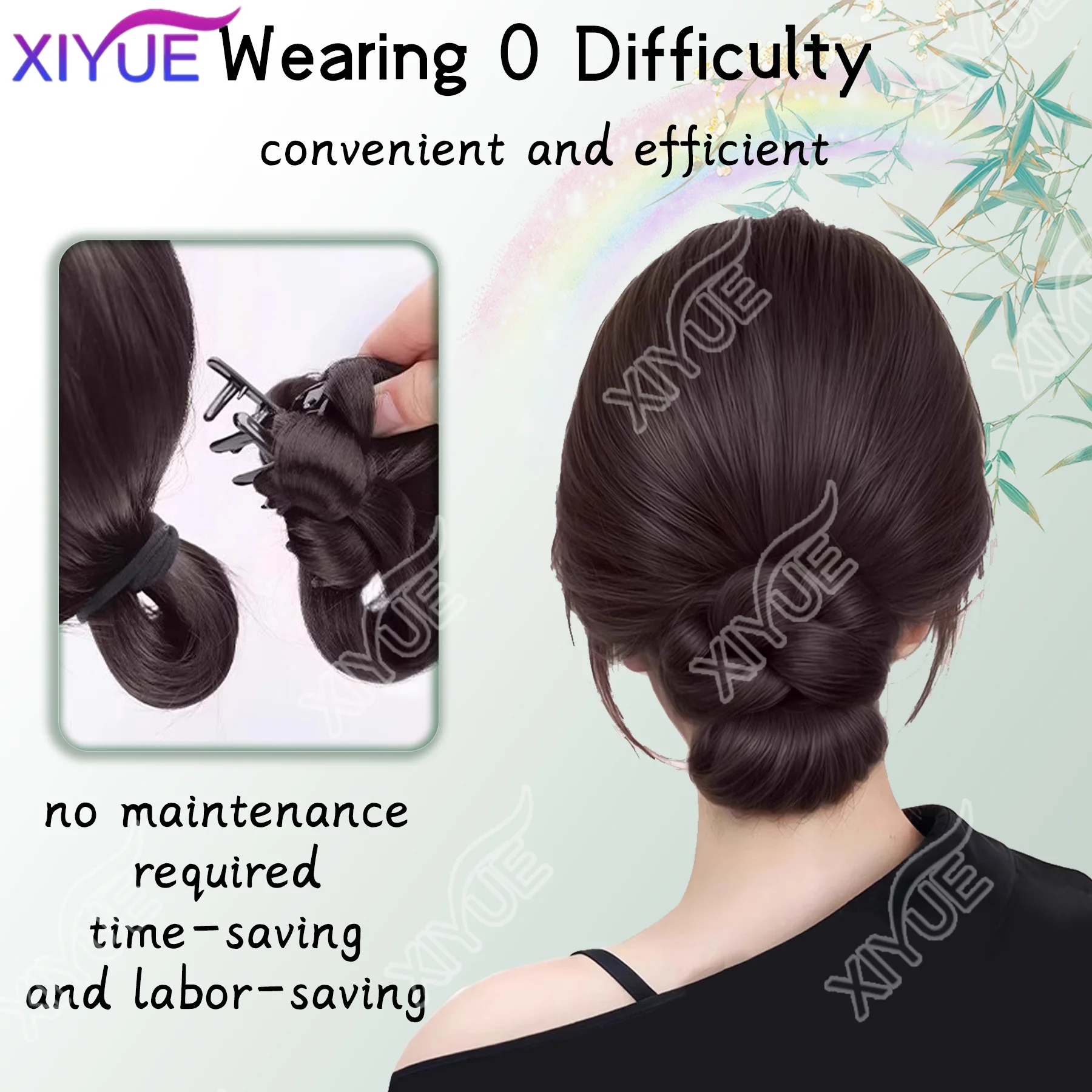 XIYUE Synthetic Clamp Type Loop Hairstyle with Claw Clip Horsetail Hair Extensions with Head for Women