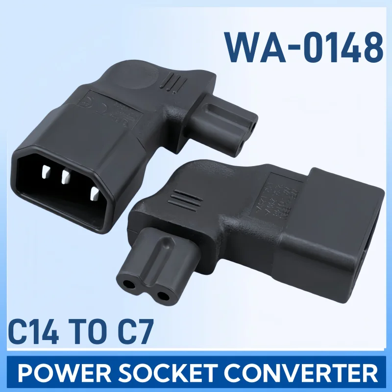 Right Angle IEC C14 to C7 Power Adapter Plug, 10A Converter