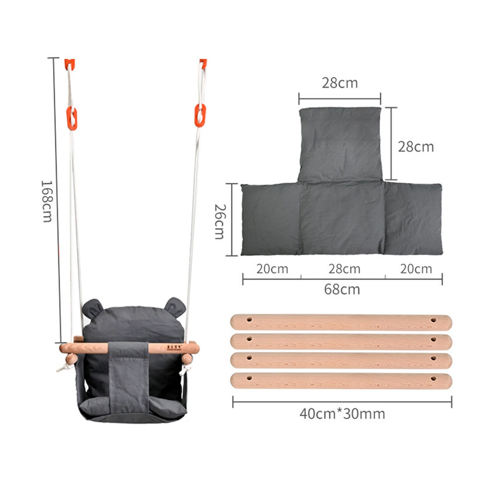 Full Bucket Toddler Swing Seat With Adjustable Chains For Kids Toddlers Swing Set For Kids Outdoors For Kids Hanging Seat Toys 4