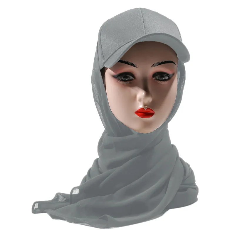 

Baseball Hat Cap Hijab Shawl Instant Hijab Bandana Abaya Turban For Women 2022 New Peaked Cap+Sun Shawl
