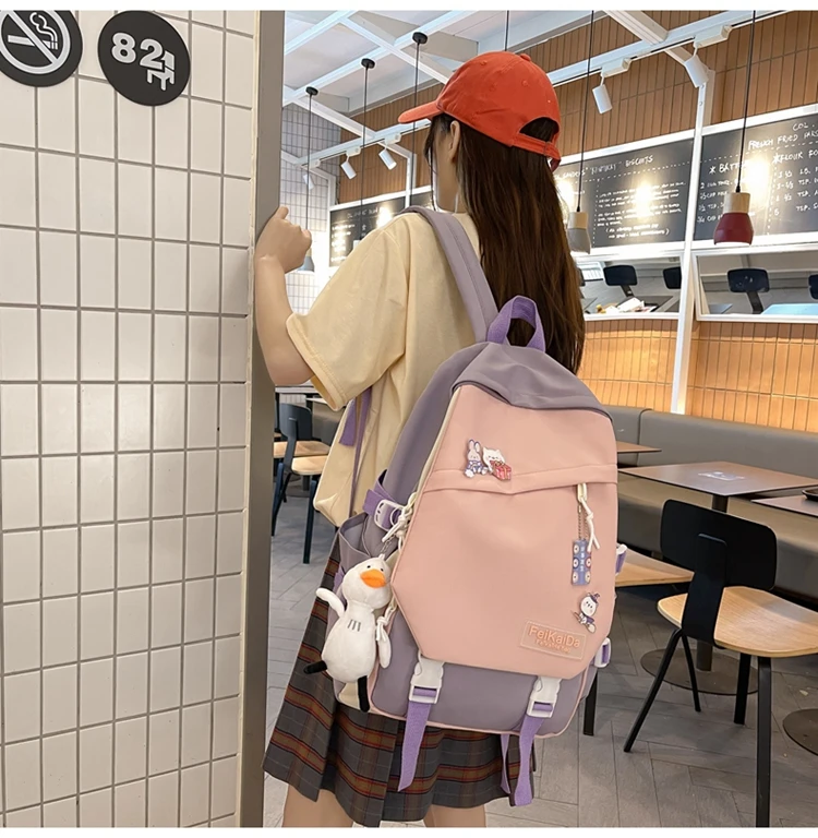 Backpack Female college students Korean harajuku Ulzzang simple backpack INS new high school junior high school backpack