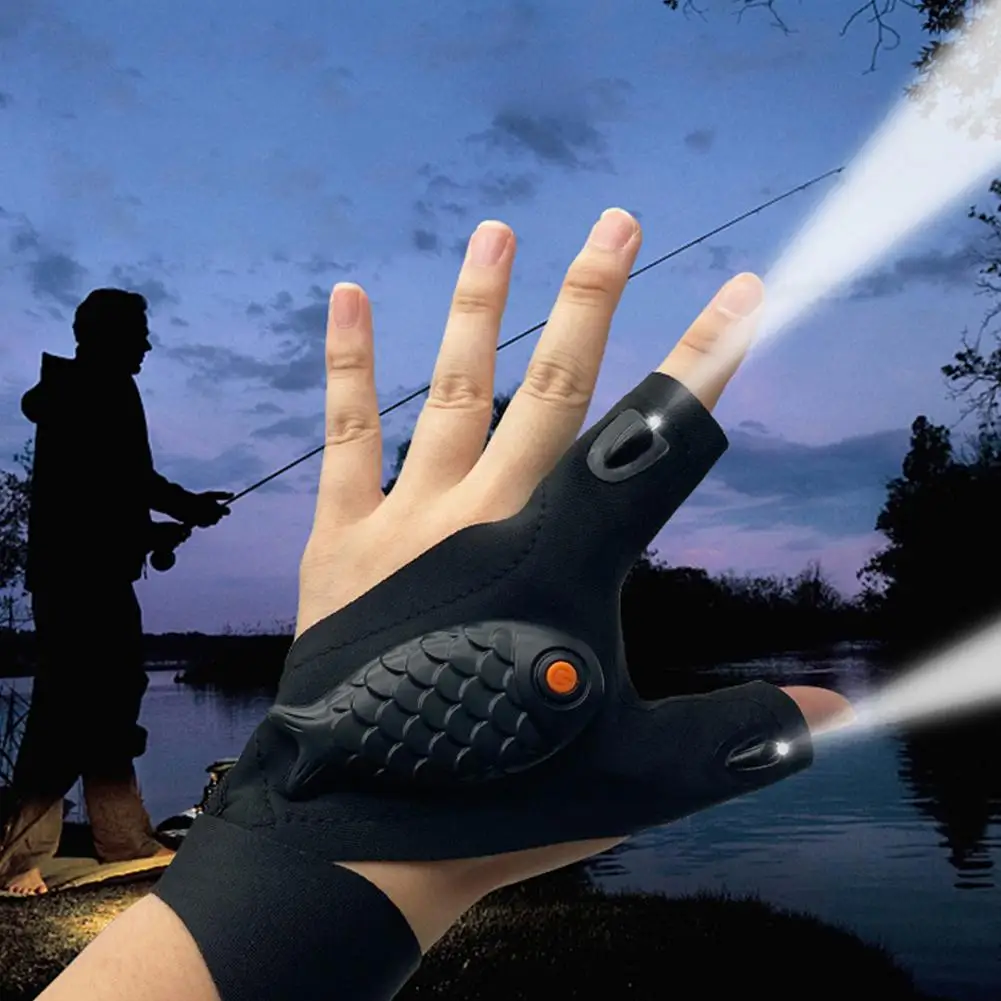 Fingerless Gloves Rechargeable Flashlight Gloves Fingerless Gloves LED Lighting Repair Finger Lamp For Outdoor Night Fishing Camping Hiking Tool