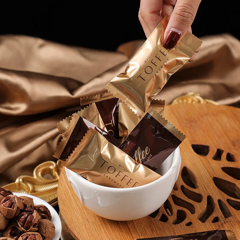 Aluminum Foil Bags for Gold Coffee Sweet Cookie Candy Nougat Package Small Cranberry Machine Sealed