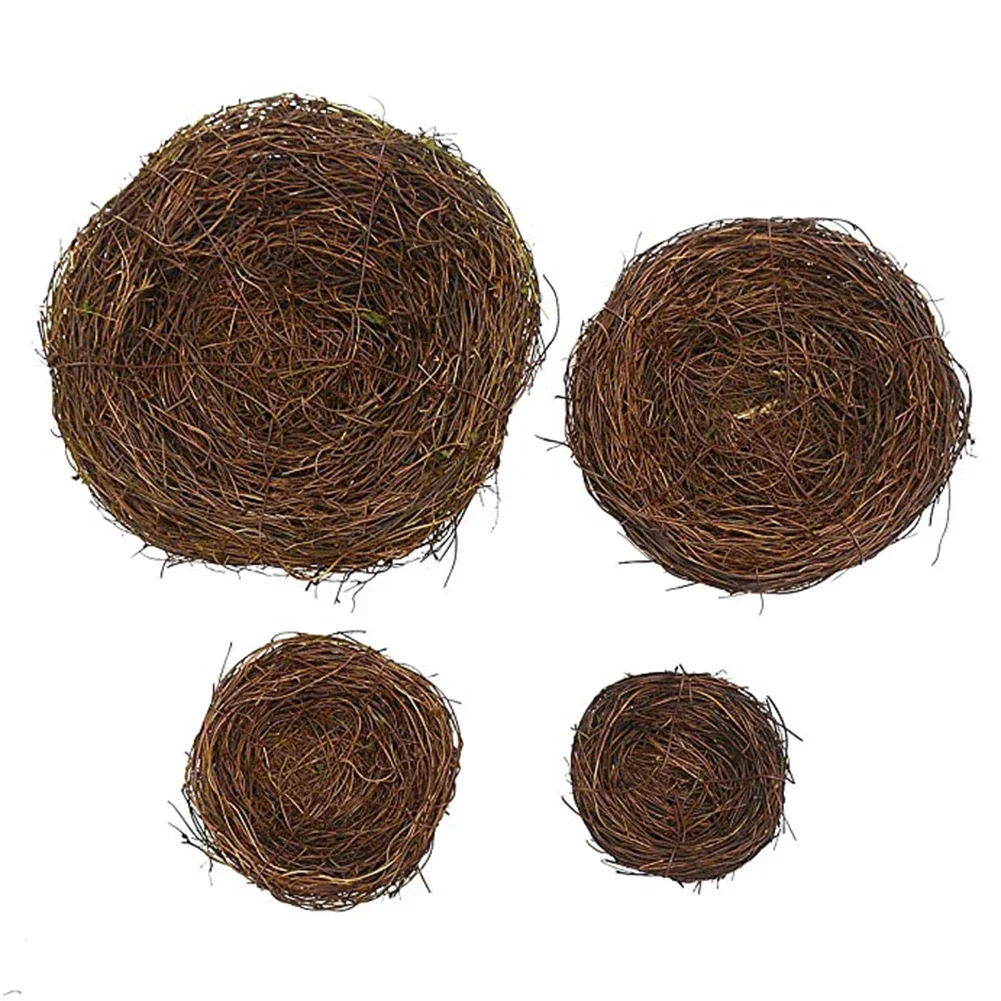 Vintage Round Rattan Birds Nest Crafts Handmade Dry Natural Bird's Nest for Garden Yard Decor Props Wedding Home Party bird nest