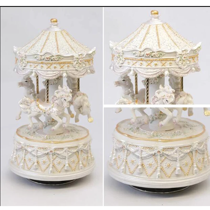 Music Box for Girl, Musical Handmove Box, Resin Carrousel, New Present, Gift for Princess, Wholesale, MF378 2