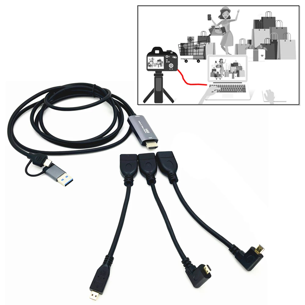 2 In1 Type-C / Usb A Micro Hdmi-Compatibile Scheda Di Acquisizione Video Cavo Live Stream Per Canon M6 M5 M50 R7 R10 R5 R6 Mark Ii R3