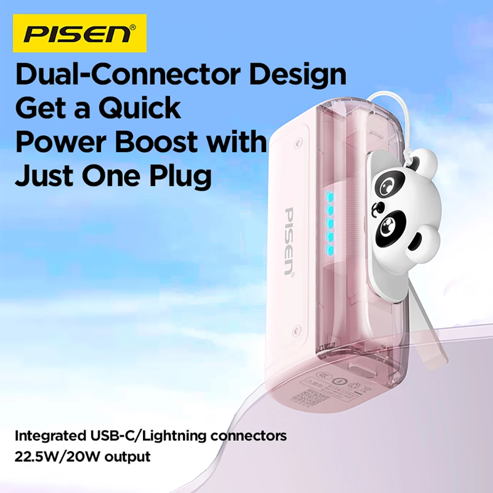 PISEN Power Bank 22.5W Portable for iPhone Samsung
