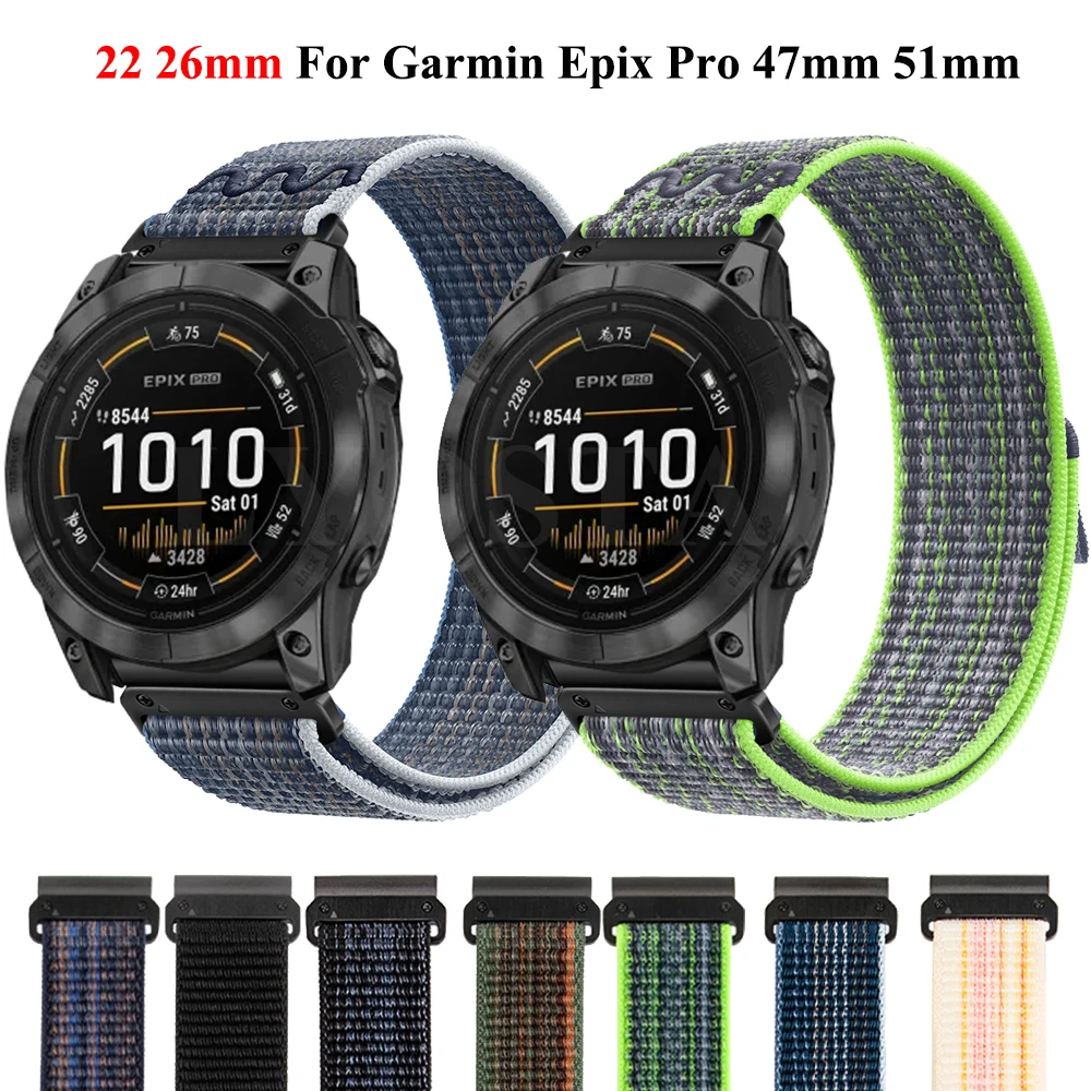 

Ремешок нейлоновый для Garmin Epix Pro 51 мм 47 мм Fenix 7X 7 Pro Solar 6X 6 Pro 5X 5 Plus 935 945, 26 мм 22 мм