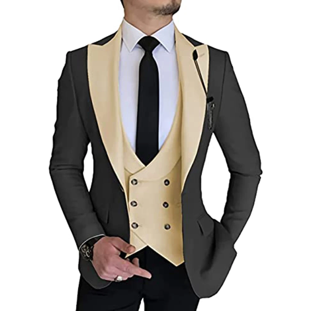 Tailor Made Groom Wear Party Wedding and Business Prom Slim Fit Peak Lapel Suit 3 Piece (Jacket Vest Pants)  Costume Homme