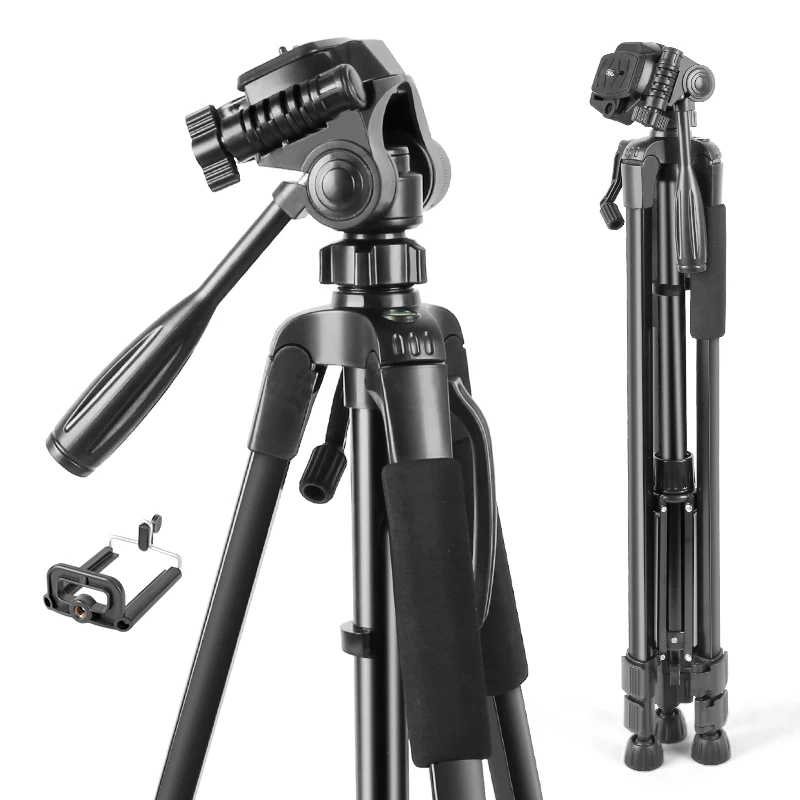 

63"Tripe Camera Aluminum Heavy Duty Profissional Tripod Stand For Phone With Travel Bag For iPhone/Canon /DSLR Tripod 360 Degree