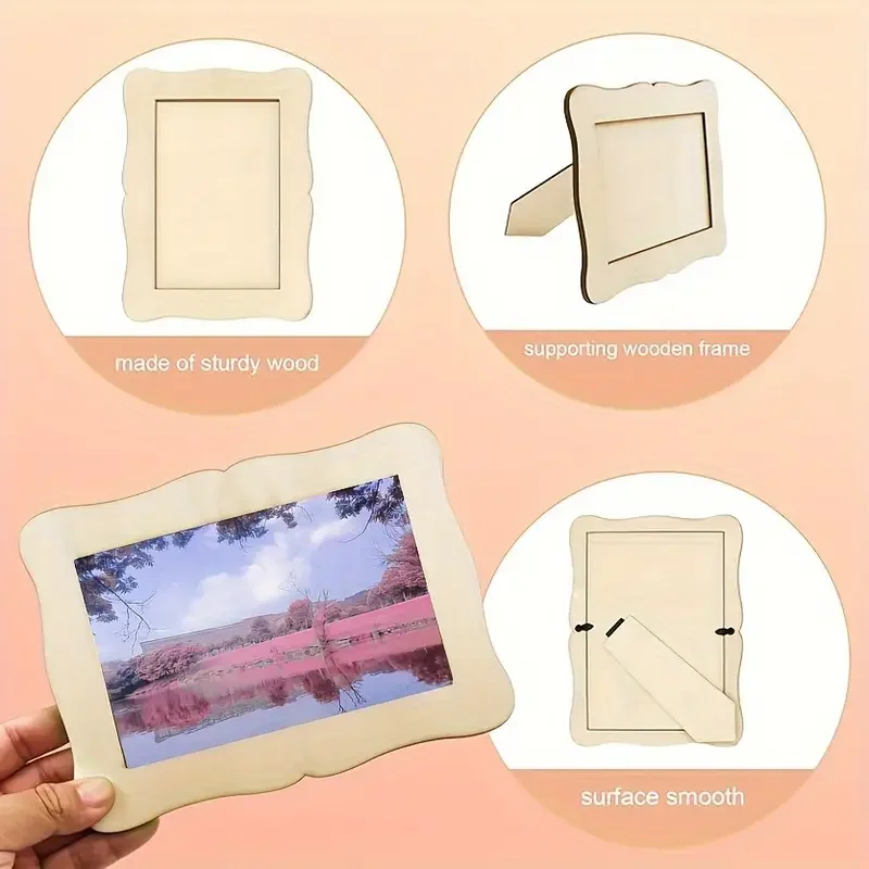 Wooden DIY Photo Frame Painting Photo Wooden Blank Photo Frame Vertical Postcard Frame Set Home Decoration Wedding Accents