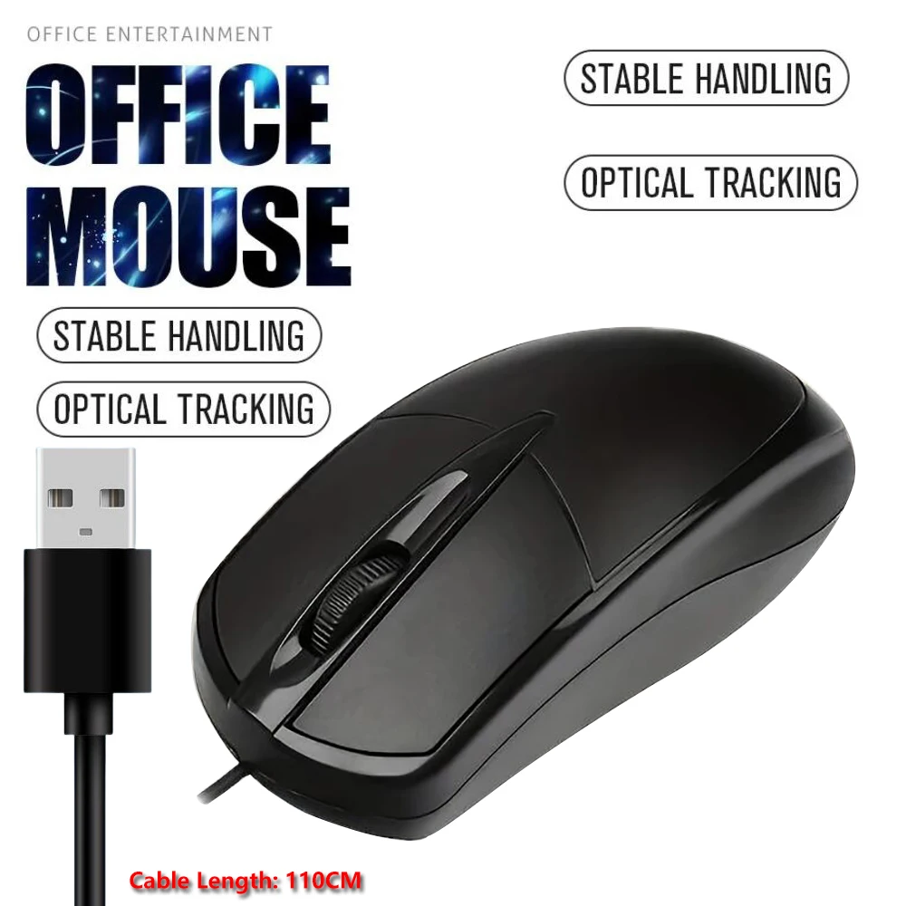 Mouse USB Optical Wired Mouse Laptop Home Office Anti Slip Roller 3D 1200DPI Game Mause Computer Accessories for PC Desktop