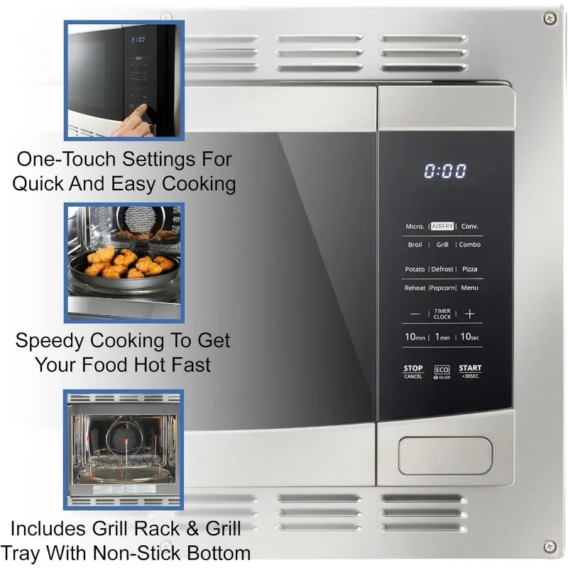 RecPro RV Kitchen Air Fryer & Convection Microwave with Trim Kit | 1.0 Cu. Ft. | 120V | 6 Cooking Modes (Stainless Steel) 4