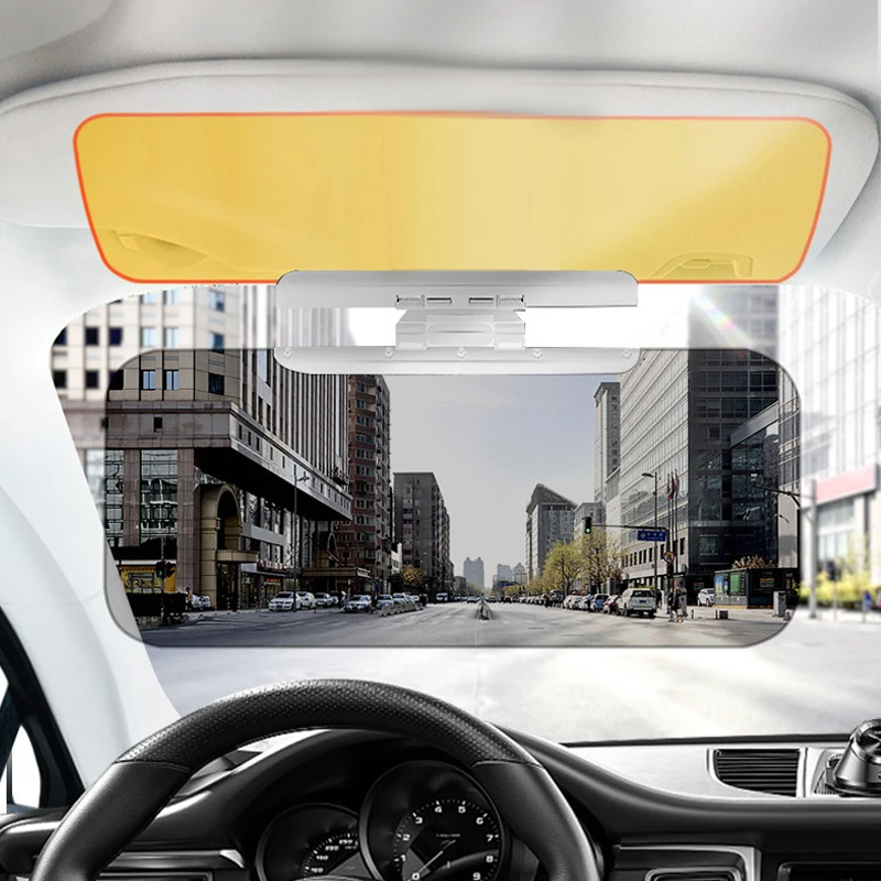 2 IN 1 Car Sun Visor HD Anti Sunlight Dazzling Goggle Day Night Vision Driving Mirror UV Fold Flip Down View Interior Mirrors