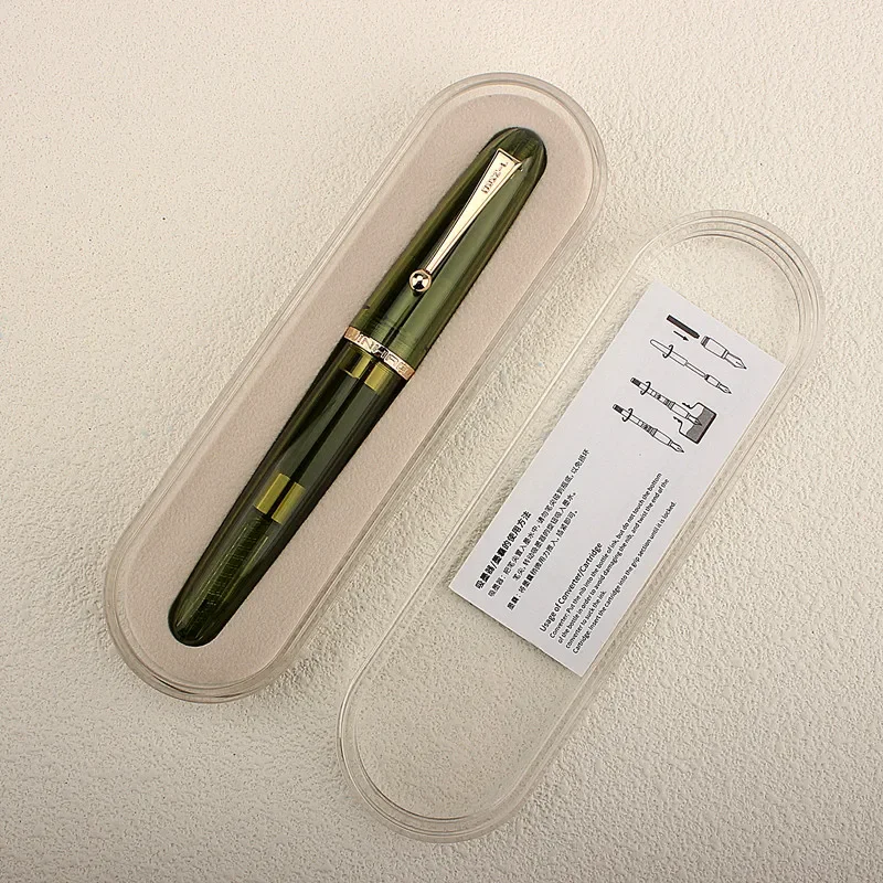 Jinhao 9019 Transparent Color Resin Heartbeat Fountain Pen 0.5mm Ink Student School Stationery Business Office Supplies Gift 3