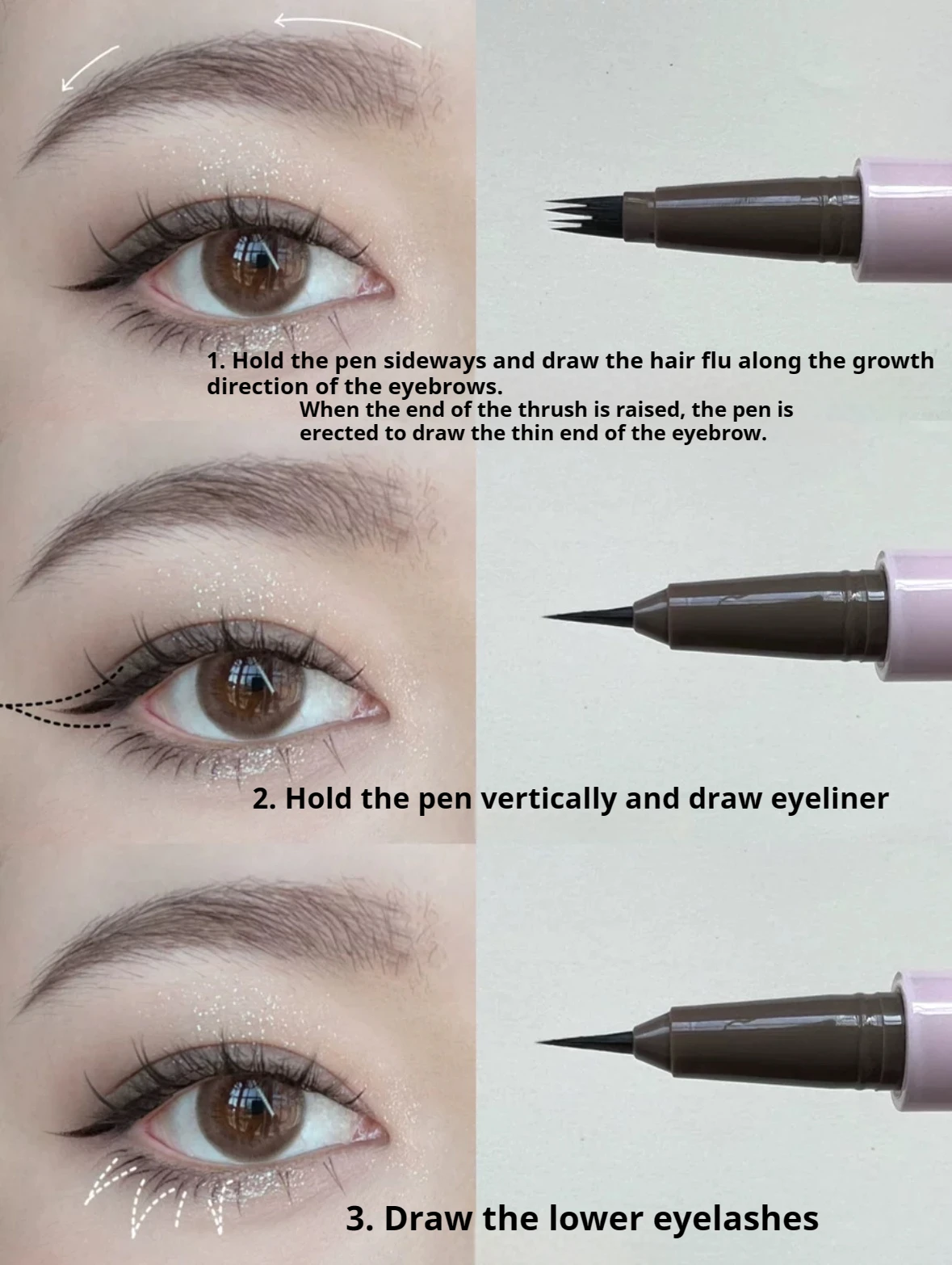 FLORTTE Liquid  Eyebrow Pen Strange Beauty Series Water Eyebrow Pencil Split Durable Waterproof Longlasting Eyeliner 5