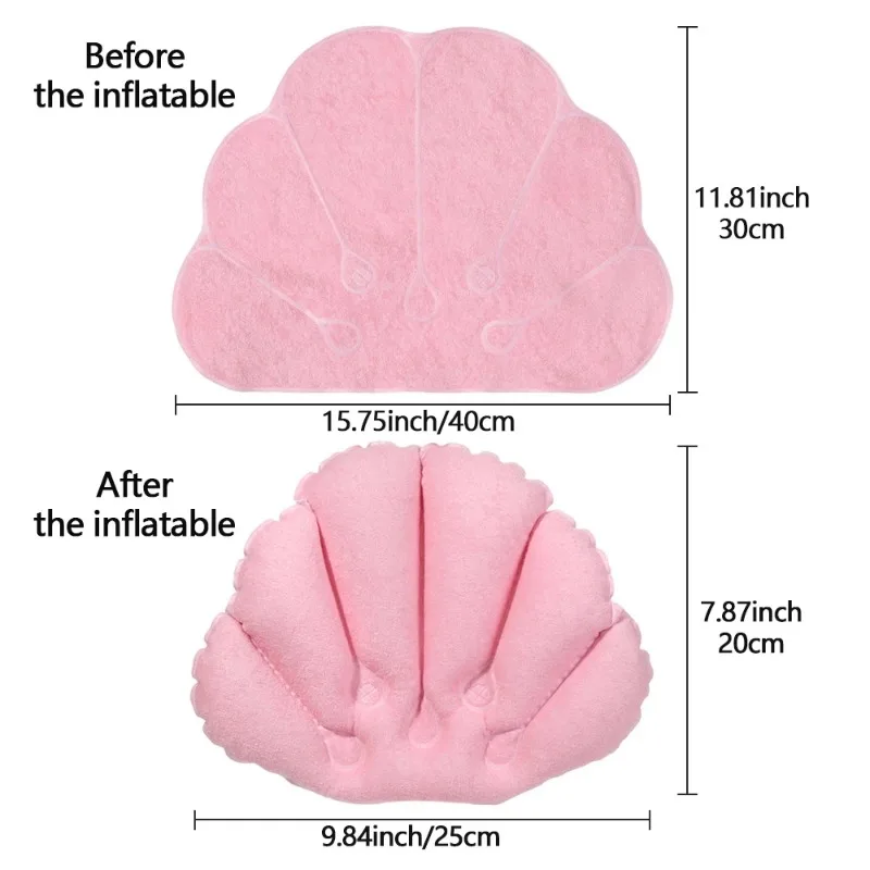 Bath Pillow 1pcs New Soft Fan-shaped Inflatable Bath Pillow Neck Support with Suction Cups Spa Cushion Pillow Bathtub Cushion bath pillow