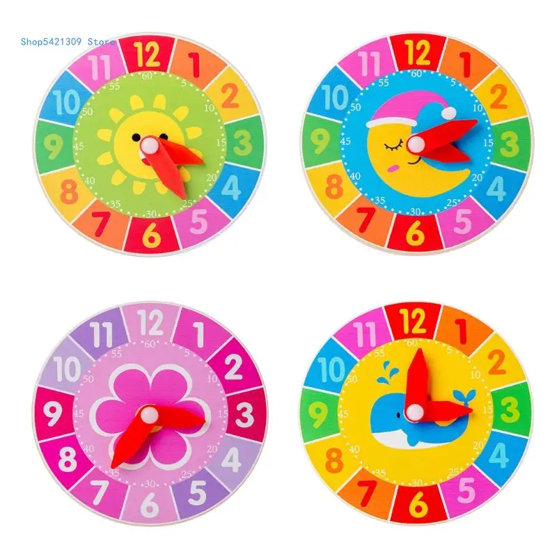 

85WA Pre-school Children Teaching Wooden Colourful Educational Clock Kid Toy