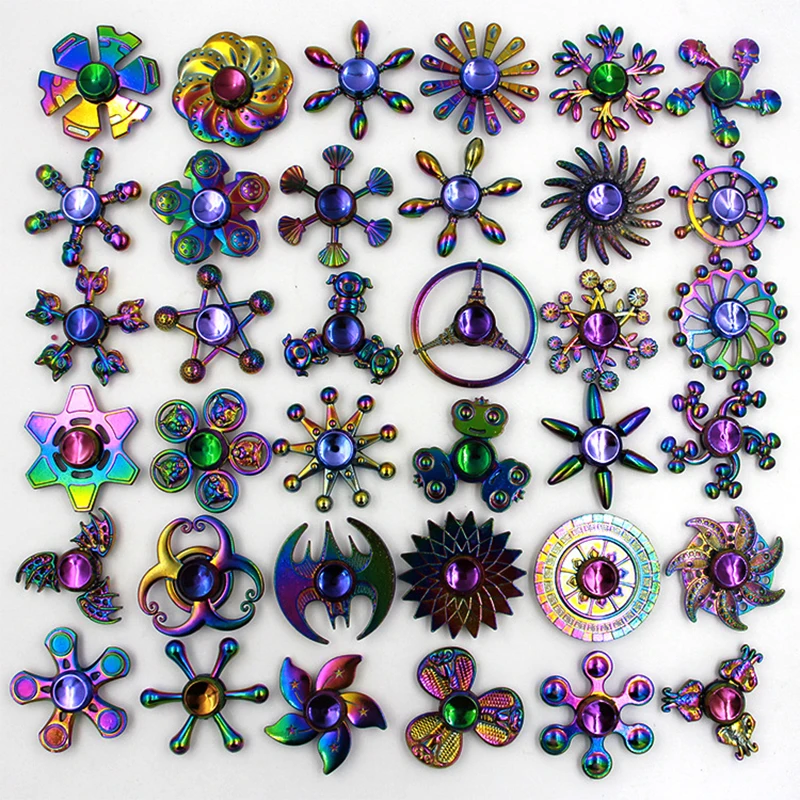 2022 New Dazzle Colorful Fidget Spinner Zinc Alloy Finger Spinner Metal Decompression Toy Exercise Finger Degree of Flexibility