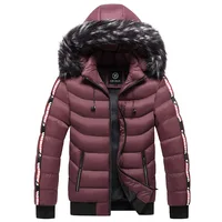 New Men Hooded Fur Collar Winter Jackets Warm Parkas Good Quality Male Slim Fit Winter Coats Hat Detachable Casual Down Jackets 1
