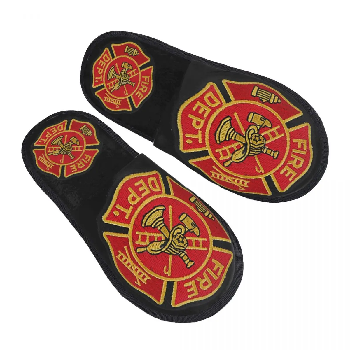 

Red Fire Department Badge Men Women Furry slippers,firefighter nice-looking special Home slippers pantoufle homme
