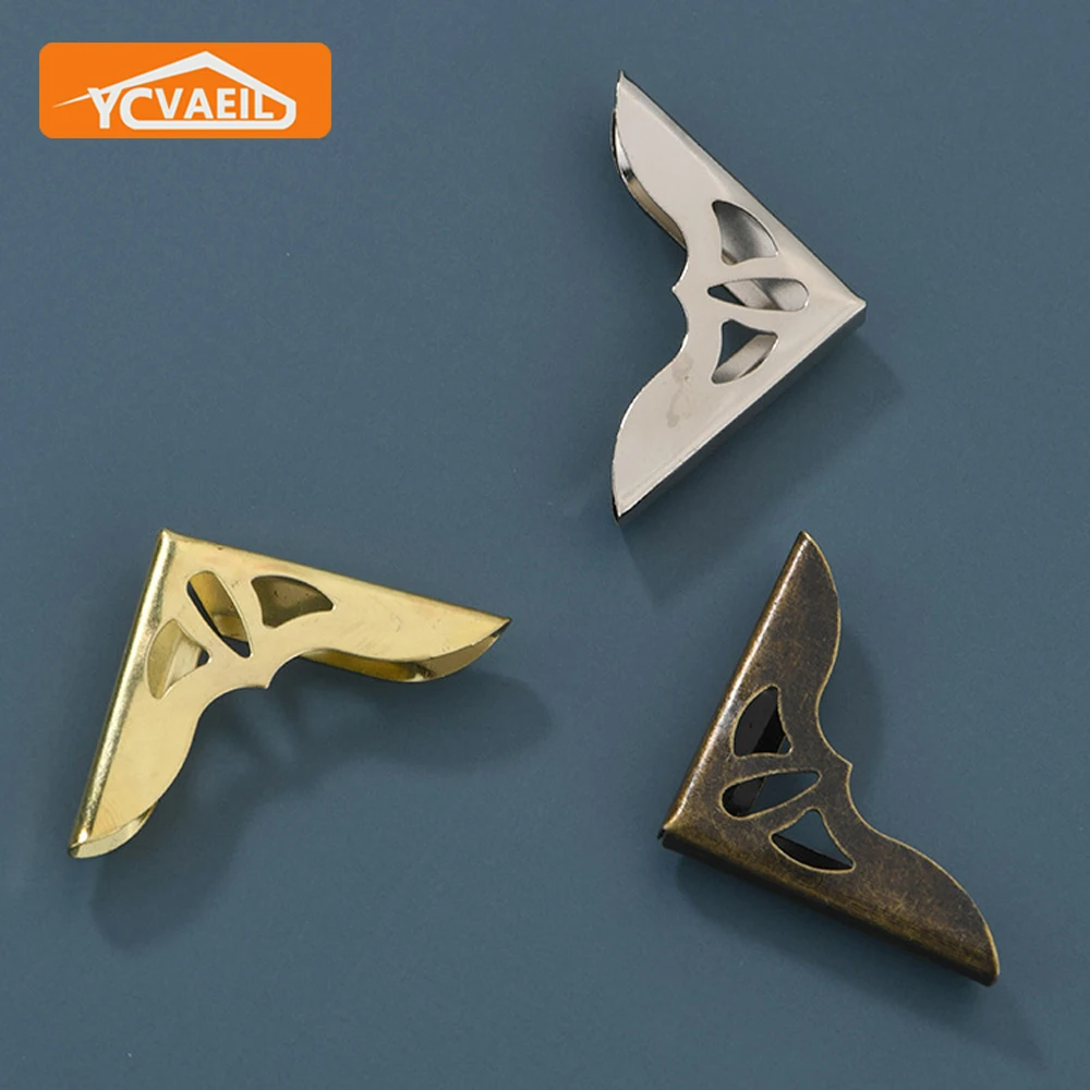 8pcs Antique Corner Brackets Metal Box Wooden Notebook Albums Four Sides Corner Guard Protectors Decorative Hardware