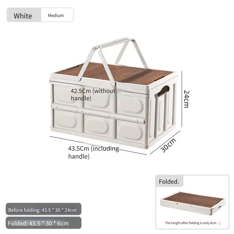 1pc 43.5cm*30cm*24cm Outdoor Camping Storage Box Camping Wooden Lid Storage Box Car Trunk Organizer Picnic Folding Box