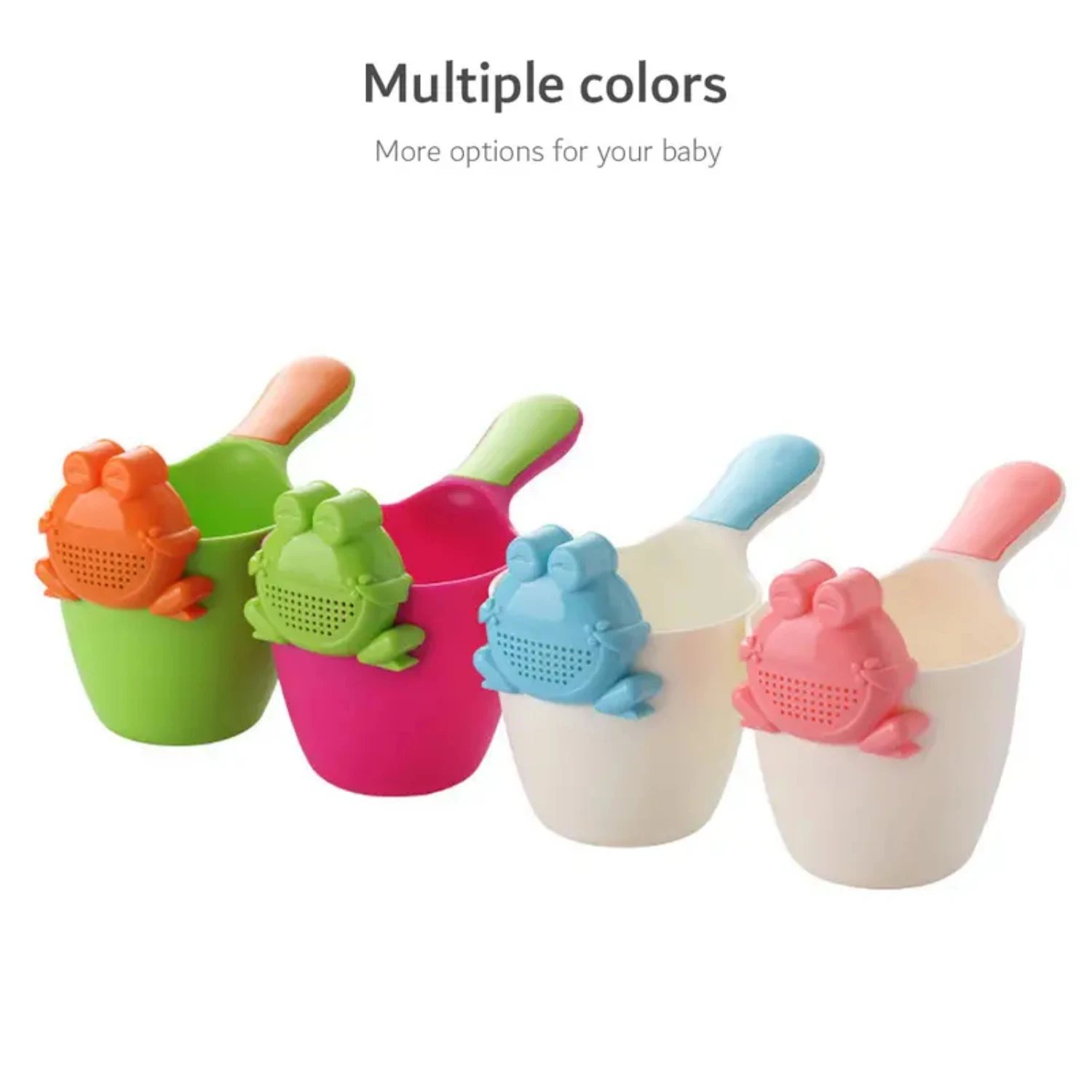 Adorable and Bright Green Cute Animal Design Kids' Frog Shape Bathtub Spoon for Fun and Easy Washing, Made of Soft Silicone Mate