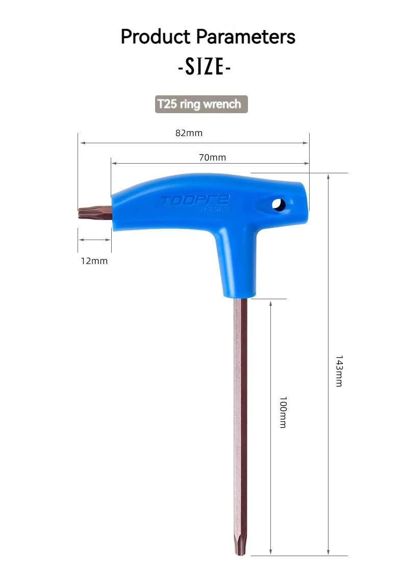 T25 3/4/5/6MM Fahrrad Inbusschlüssel T-Förmigen Erweiterten Kunststoff Griff Mit Doppel Enden fahrrad Multifunktionale Reparatur Werkzeuge – Detail 11