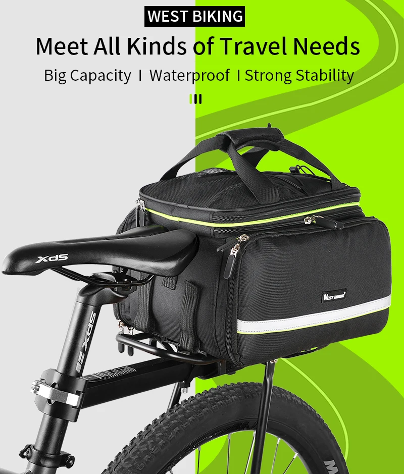 WEST BIKING MTB Wasserdichte Fahrradtasche, doppelseitig, 20-35L, große Kapazität, 3-in-1-Hecktasche, Mountainbike-Gepäckträgertasche – Detail 1