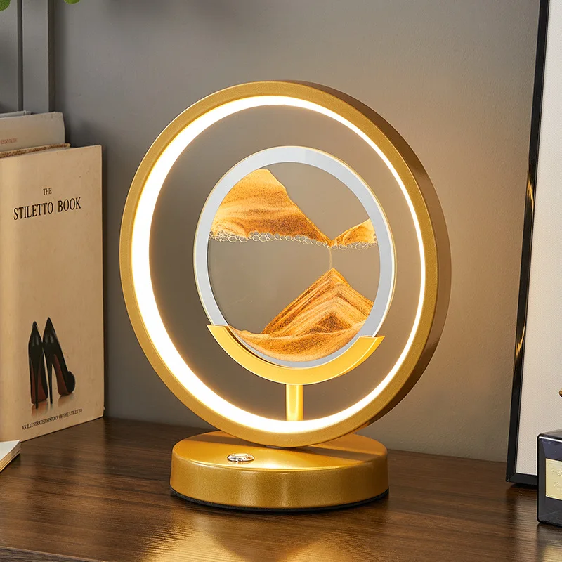 

Creative 3D Quicksand Painting Hourglass Ornament Small Night Light Atmosphere Gift Bedside Lamp Decompression Glass Gift Crafts