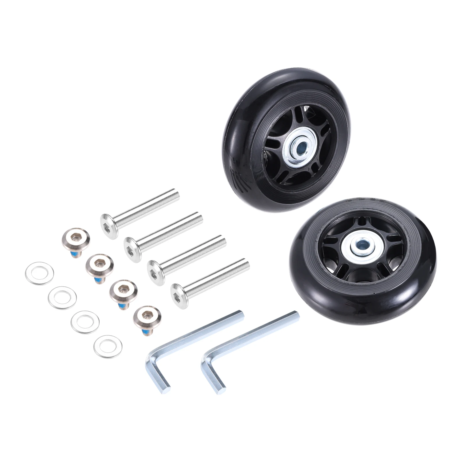 Ruote Di Ricambio Bagagli Ruote Ricambio Valigie 68mm - Kit Riparazione Con Viti E Chiavi, Doppi Cuscinetti PU Ruote Trolley Ricambio