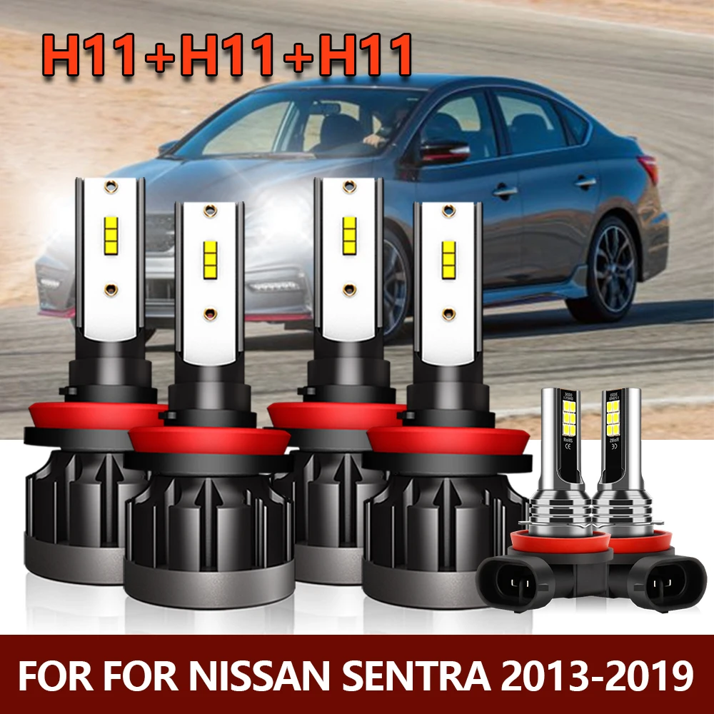 

6x H8 H9 H11 LED CSP Headlight High Low Beam + Fog Light Bulbs Combo Kit For Nissan Sentra 2013 2014 2015 2016 2017 2018 2019