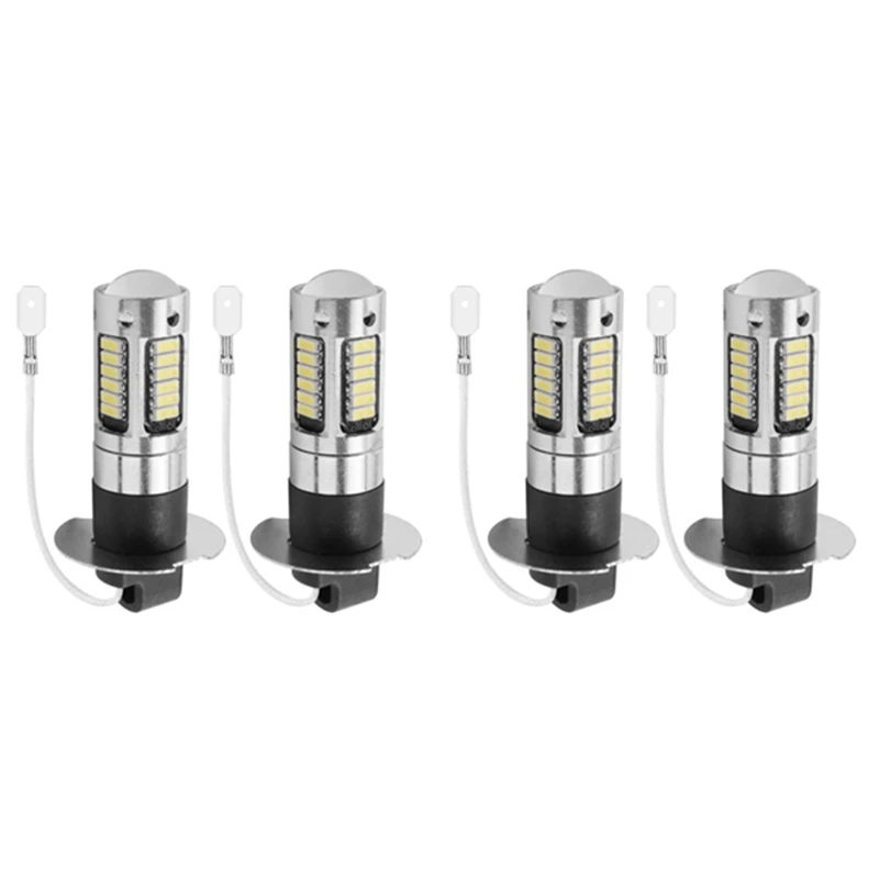 

Spare Parts Accessories 4Pcs H3 Super Bright LED Fog Driving DRL Light Bulbs Kit 6000K White