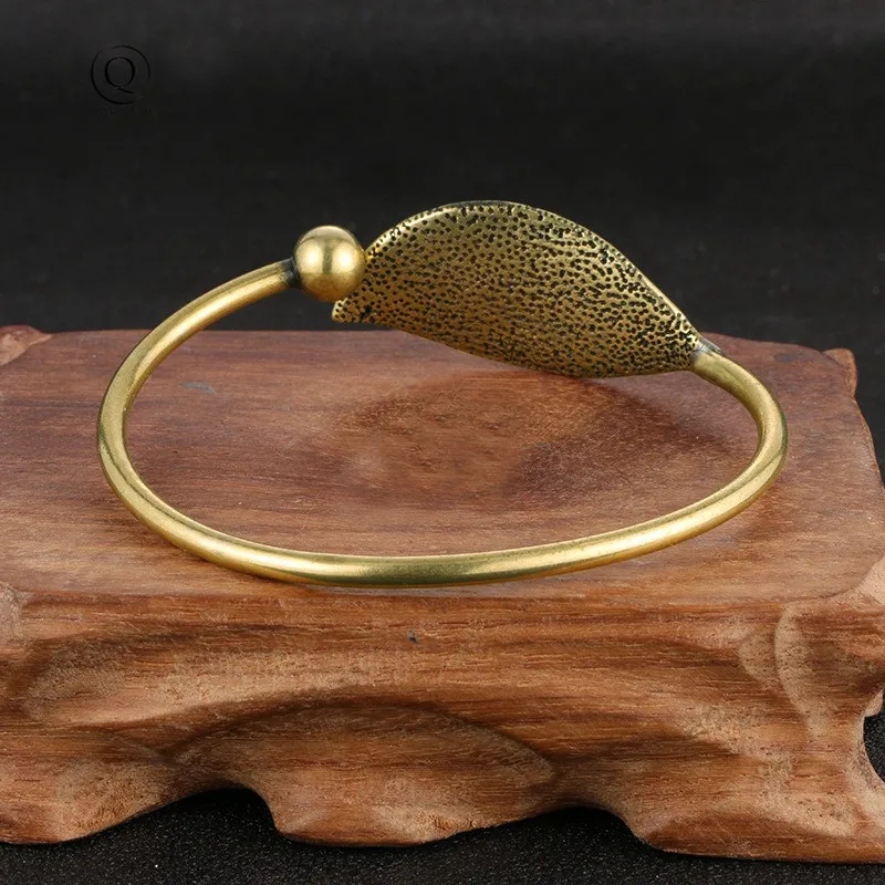 Fashion brass copper Woman Cuff Bracelet Open Leaf Shaped Adjustable Charm Bangle Bracelets Luxury Party Jewelry Gifts