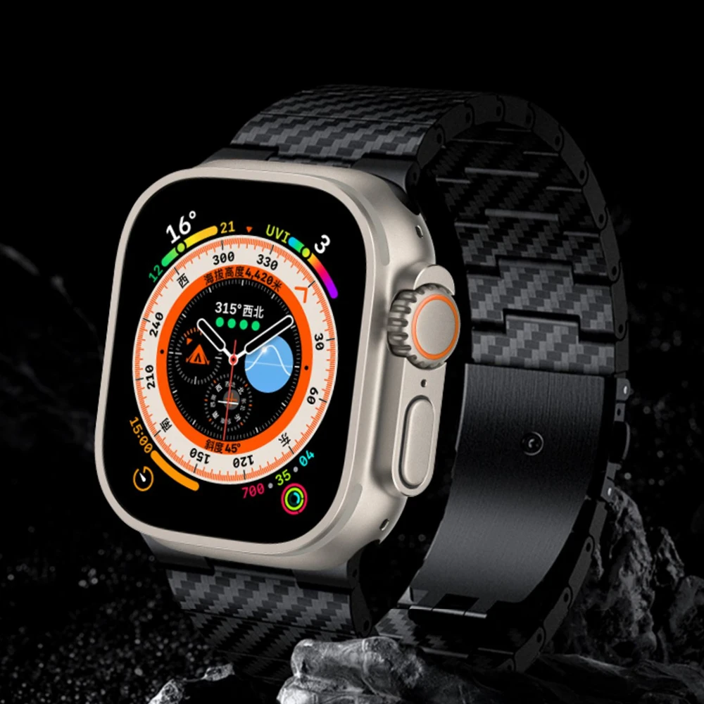 

Carbon FiberStrap for Apple Watch Ultra Band 49mm 45mm 44mm 41mm 40mm PC Wrist Bracelet Watchband iWatch Series 3 4 5 6 SE 7 8