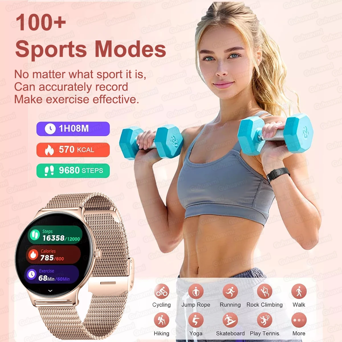 Luxury ladies' Smart Watch 1.43 Inch 466×466  Amoled Screen Bluetooth Call Blood Oxygen/Pressure Monitoring For Xiaomi Wristband 3