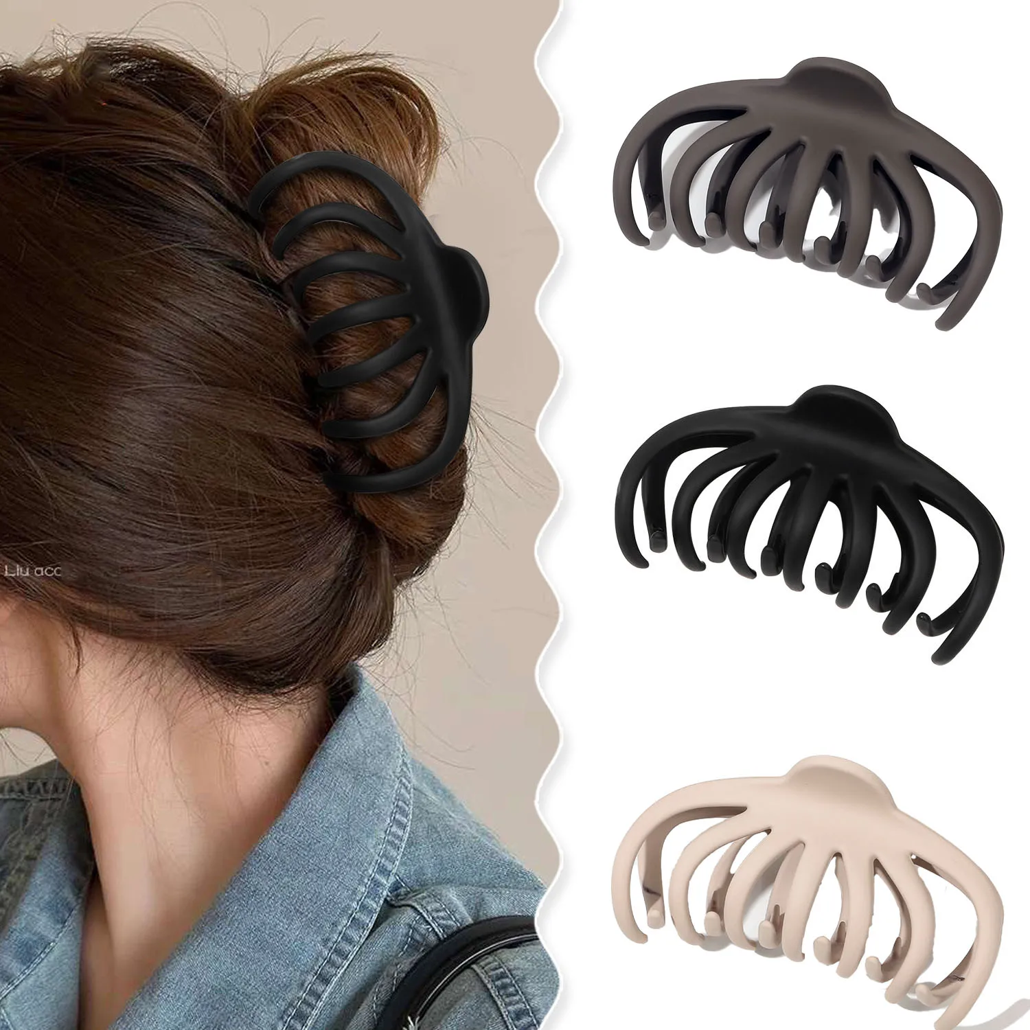 

11CM Large Size Frosted Hair Clip Multi Claw Clip Plate Hair Grip Clip Fashion Shark Clips Hair Grip Jewelry Girls' Accessories