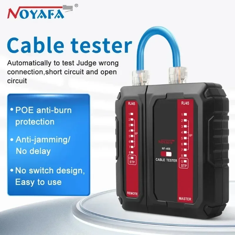 ZHOUCE NF-466 Network Cable Tester POE Wire Checker Launcher & Receiver UTP STP Cable Continuity Tester RJ45/RJ11/R]12/CAT5/6/7