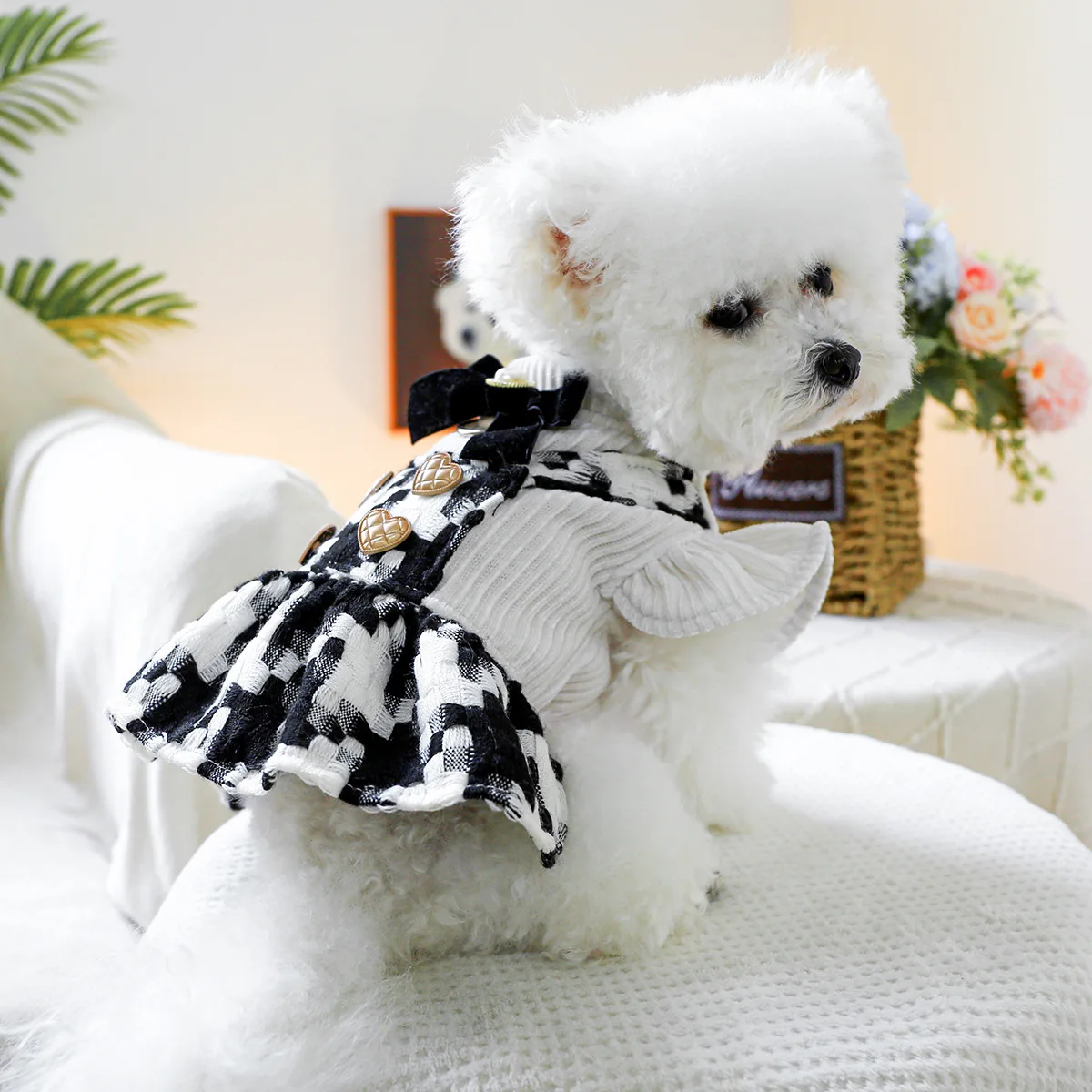 Pet Plaid Bow Montage Two-piece Dress - PeticaDeals