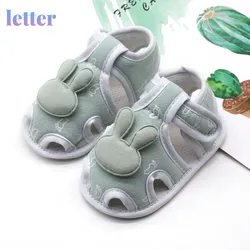 Chaussures antidérapantes pour bébé, semelle souple, pour nouveau né, fille et garçon, pré marche, impression lapin, dessin animé, simples, premiers pas 