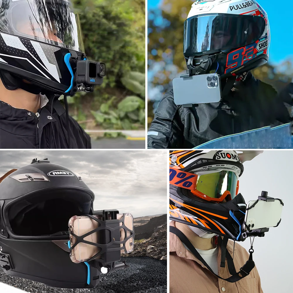 GoPro Hero Insta360 액션 스포츠 카메라 홀더 오토바이 카메라 액세서리 용 오토바이 헬멧 전화 스탠드 마운트 홀더