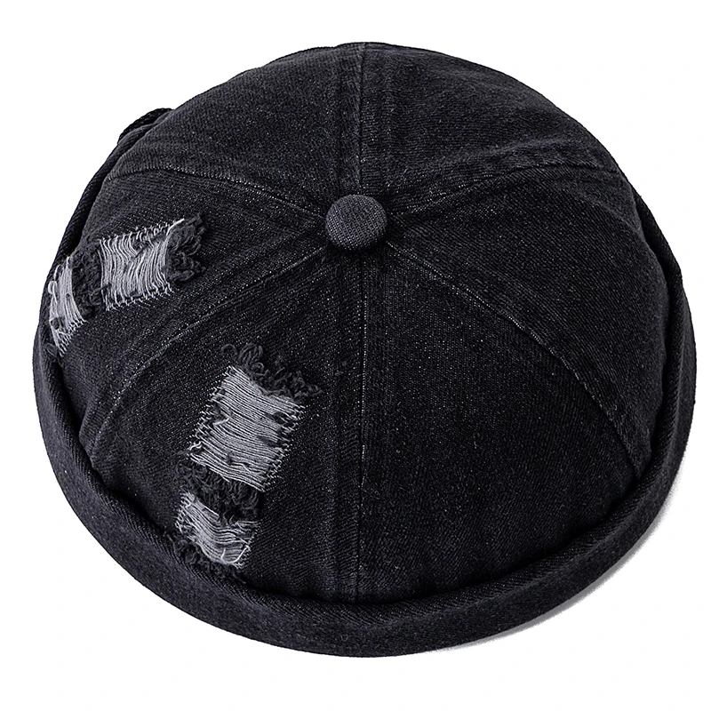 Hot Sale Broken Hole Landlord Hats Men's Street Hip-hop Hats Melon Dome Denim Cap Women's Sailor Hat Caps