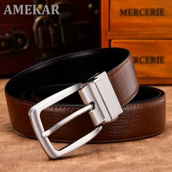Reversible Belts For Men Genuine Leather For Male High Quality Formal Belt Black Brown Navy Blue