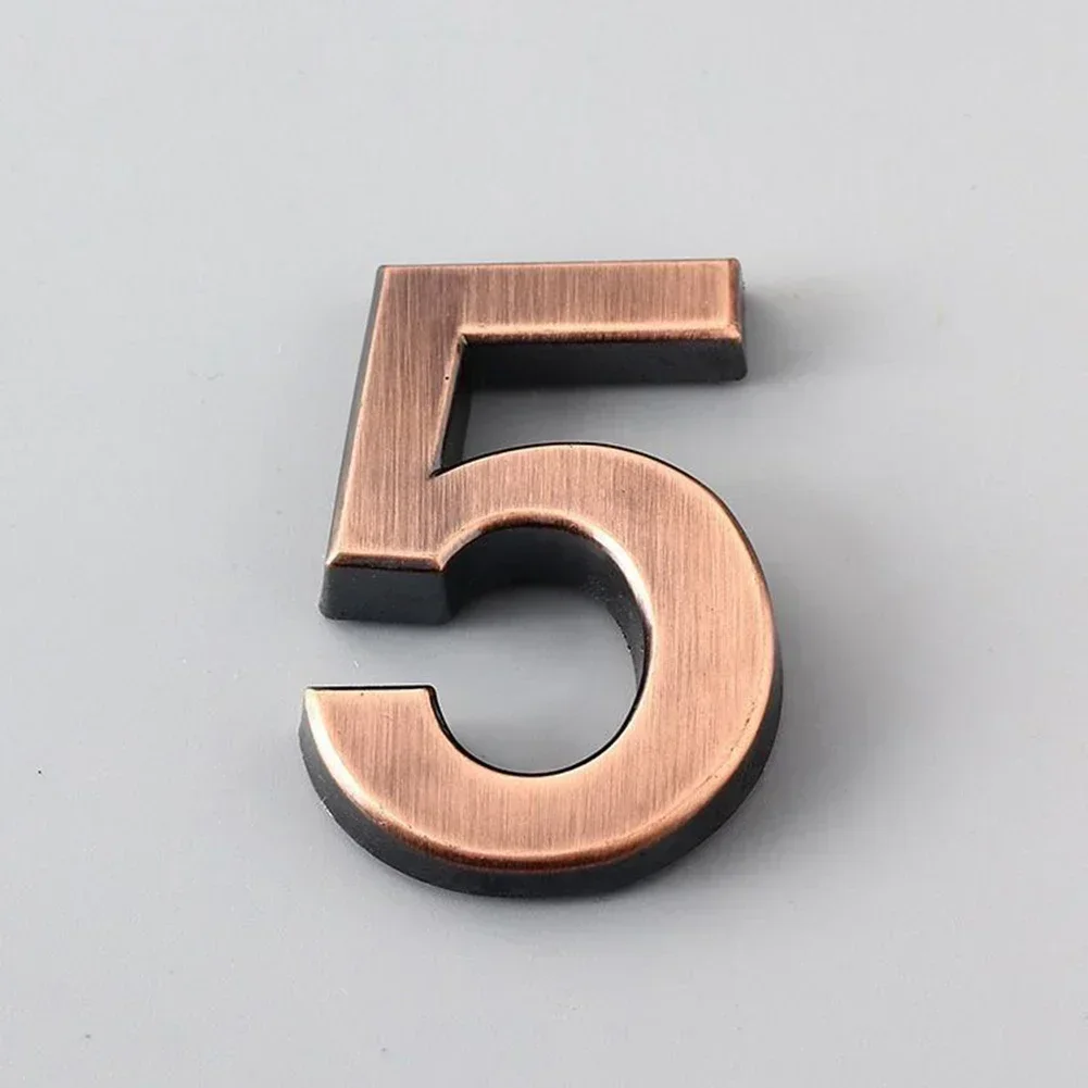 Bronze Digital Door Number Plate 1Pcs Self-adhesive Mailbox Outdoor Address Numbers Sign Apartment Office Hotel Room Door Number