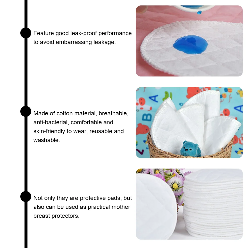 16 Pcs Breast Pads Mat Nursing Washable Breastfeeding Supplies Cotton Anti-spill Pregnant Women