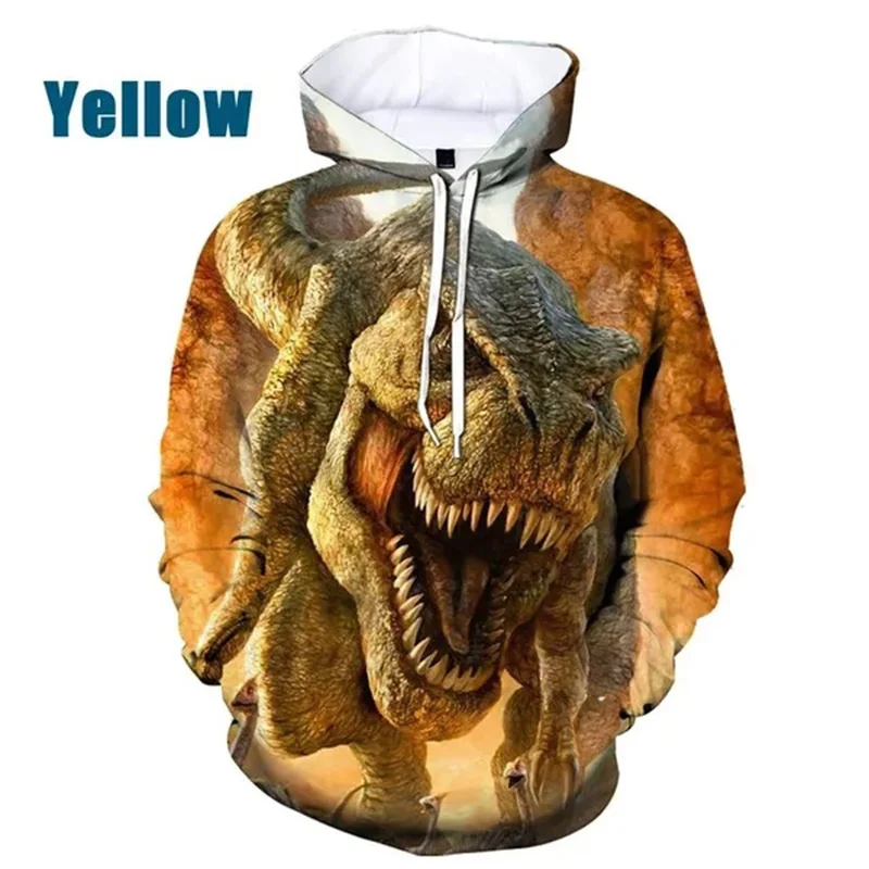 thumbnail image 1 of Sudadera con capucha con estampado de dinosaurio para hombre, sudadera informal de manga larga con estampado 3D de animales retro, sudadera holgada de otoño para la calle, 1 of 4